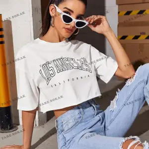 Crop CKOD-232913 Mektup Grafikli Kısa