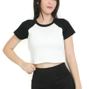 Crop yaka patlı reglan kol