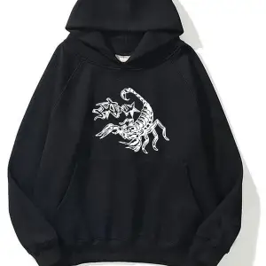 Crtz akrep baskılı ünisex kapüşonlu sweatshirt gri