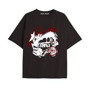 crtz lips ünisex oversize t-shirt siyah