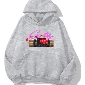 crtzz Bomb baskılı ünisex kapüşonlu sweatshirt gri