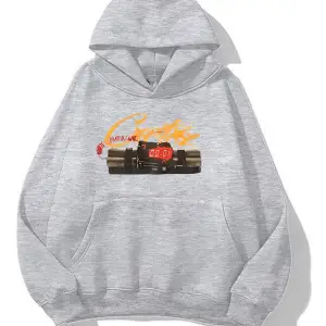 Crz Bomb baskılı ünisex kapüşonlu sweatshirt gri