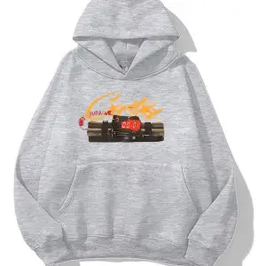 Crz Bomb baskılı ünisex kapüşonlu sweatshirt gri