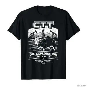 CTT Petrol Arama ve Sığır Komik Çiftlik Endüstrisi Erkek Kadın T-shirt % 100% Pamuklu Tişörtl