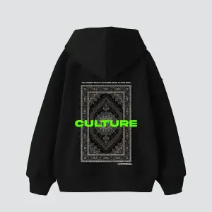 Culture Etnik Baskılı Oversize Unisex Premium Beyaz