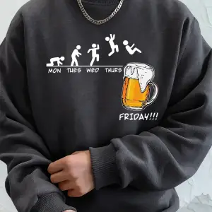 Cuma bira sevgilisi komik baskılı erkek kazak kış polar sıcak Hoodies kore gevşek bisiklet ya