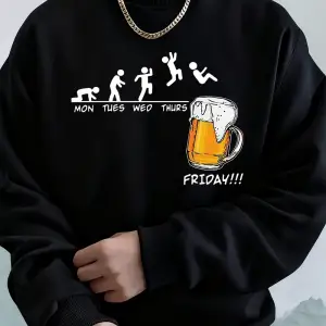 Cuma bira sevgilisi komik baskılı erkek kazak kış polar sıcak Hoodies kore gevşek bisiklet ya