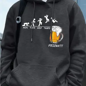 Cuma bira sevgilisi komik baskılı erkek kazak kış polar sıcak Hoodies kore gevşek cep kazakla