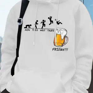 Cuma bira sevgilisi komik baskılı erkek kazak kış polar sıcak Hoodies kore gevşek cep kazakla