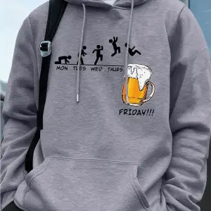 Cuma bira sevgilisi komik baskılı erkek kazak kış polar sıcak Hoodies kore gevşek cep kazakla