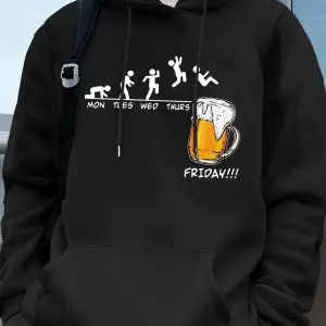 Cuma bira sevgilisi komik baskılı erkek kazak kış polar sıcak Hoodies kore gevşek cep kazakla