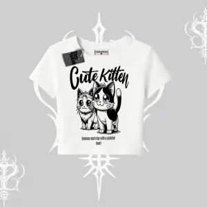 Cute Kitten Yazılı Sevimli Kedi Baskılı Babby Tee Tshirt