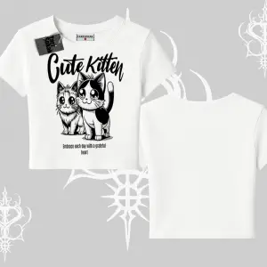 Cute Kitten Yazılı Sevimli Kedi Baskılı Babby Tee Tshirt