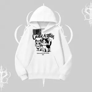 Cute Kitten Yazılı Sevimli Kedi Baskılı Kapşonlu Sweatshirt
