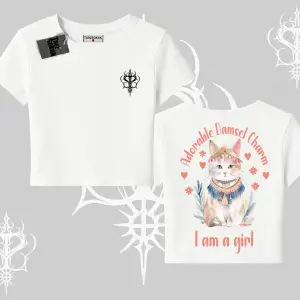 Cute Princess Kedi Tasarımlı Arka Baskılı Babby Tee Tshirt