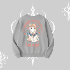 Cute Princess Kedi Tasarımlı Arka Baskılı Biskilet Sweatshirt