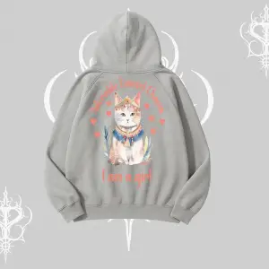 Cute Princess Kedi Tasarımlı Arka Baskılı Kapşonlu Sweatshirt