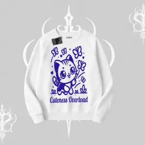 Cuteness Overload Kedi Baskılı Biskilet Sweatshirt