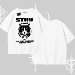 Cuteness Overload Kedi Baskılı Kayık Yaka Sweatshirt