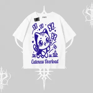 Cuteness Overload Kedi Baskılı Oversize Tshirt