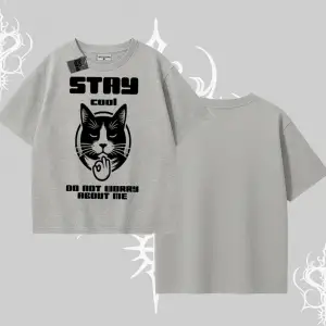 Cuteness Overload Kedi Baskılı Oversize Tshirt