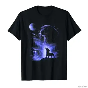 Dachshund Howling to The Moon Meme 90lar Hayvan Grafik T-shirt Erkekler Kadınlar Için % 100%