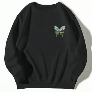 Dağ ve Slogan Grafikli Sweatshirt Siyah