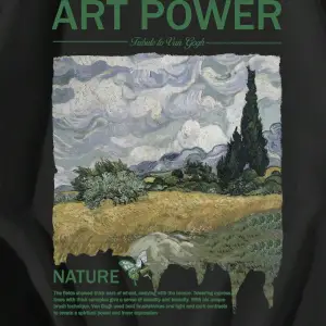 Dağ ve Slogan Grafikli Sweatshirt Siyah