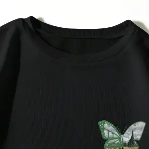 Dağ ve Slogan Grafikli Sweatshirt Siyah