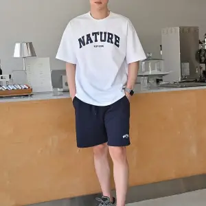 DAZY Erkek Harfli Grafik Düşük Omuzlu Bel Şortu