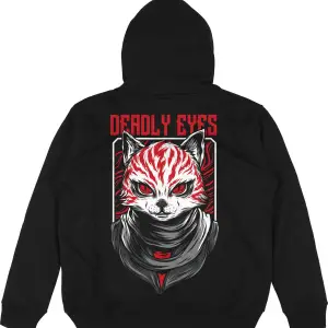 Deadly Eyes Oversize Unisex Kapüşonlu Sweatshirt Hoodie Siyah