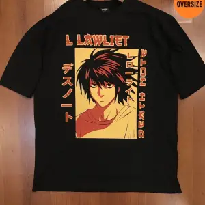 Death Note L Lawliet Baskılı Oversize Siyah