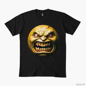 Dee-Real Smiley Angry T-shirt Erkekler Kadınlar Için % 100% Pamuklu Tişörtler Kısa Kollu Üstl