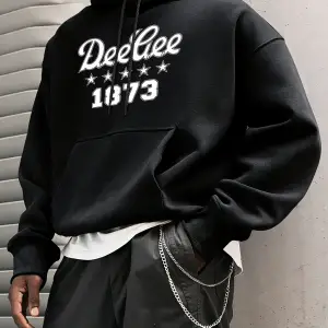 Deegee 1873 Baskılı Erkek Günlük Geçiş Kapüşonlu Üstleri Bol Uzun Kollu Cepli Sonbahar Sıcak