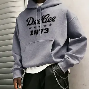 Deegee 1873 Baskılı Erkek Günlük Geçiş Kapüşonlu Üstleri Bol Uzun Kollu Cepli Sonbahar Sıcak