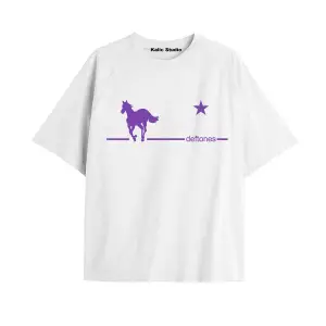 Deftones ünisex oversize t-shirt beyaz