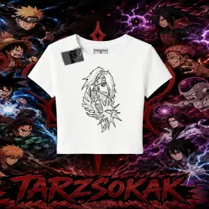 Deidara Naruto Anime Karakteri Kadın Baby Tee Beyaz