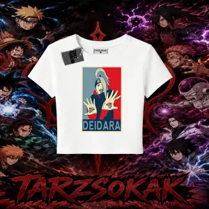Deidara Naruto Anime Karakteri Kadın Baby Tee Beyaz