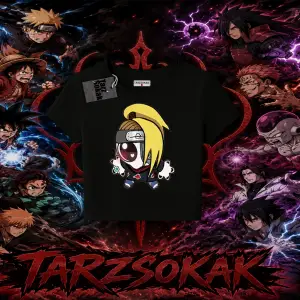 Deidara Naruto Anime Karakteri Kadın Baby Tee Beyaz