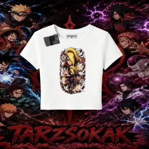 Deidara Naruto Anime Karakteri Kadın Baby Tee Beyaz