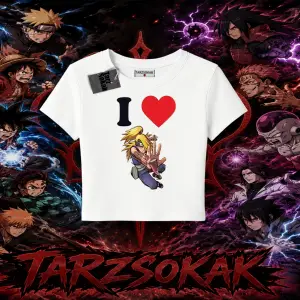 Deidara Naruto Anime Karakteri Kadın Baby Tee Beyaz