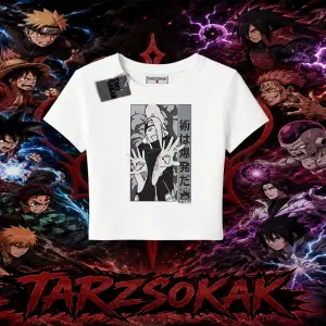 Deidara Naruto Anime Karakteri Kadın Baby Tee Beyaz
