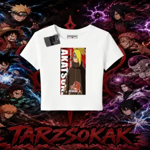 Deidara Naruto Anime Karakteri Kadın Baby Tee Beyaz