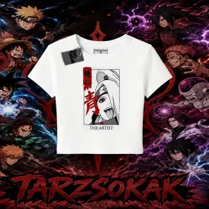Deidara Naruto Anime Karakteri Kadın Baby Tee Beyaz