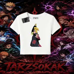Deidara Naruto Anime Karakteri Kadın Baby Tee Beyaz