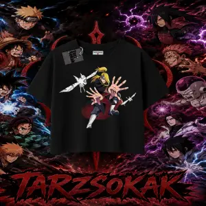 Deidara Naruto Anime Karakteri Kadın Crop Tişört Beyaz