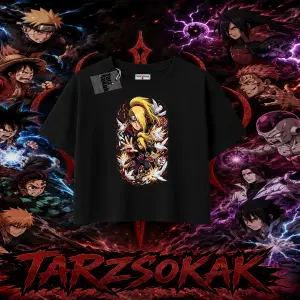 Deidara Naruto Anime Karakteri Kadın Crop Tişört Beyaz