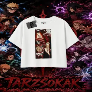 Deidara Naruto Anime Karakteri Kadın Crop Tişört Beyaz