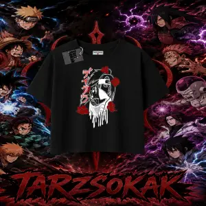 Deidara Naruto Anime Karakteri Kadın Crop Tişört Beyaz