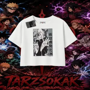 Deidara Naruto Anime Karakteri Kadın Crop Tişört Beyaz